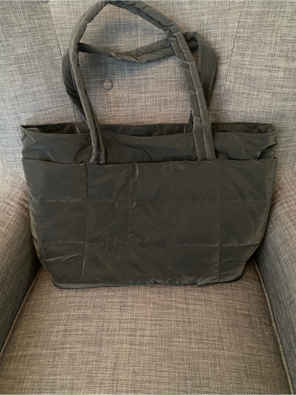 Classic Black Quilted Tote Bag with Padded Handles